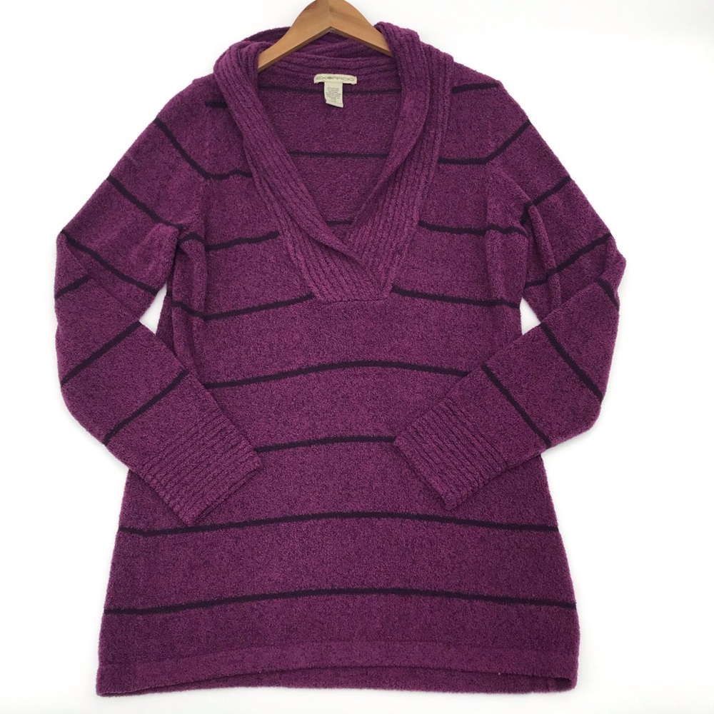 Exofficio V-Neck Ultrasoft Wool Blend Sweater Stripe